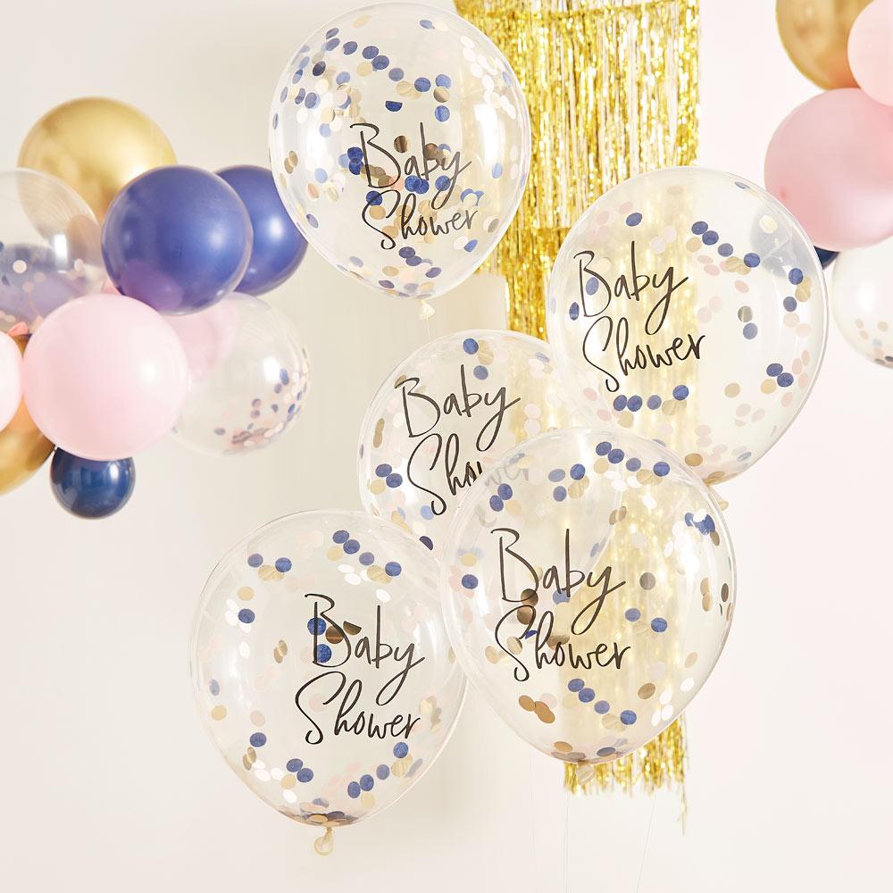 Gender Reveal Baby Shower Confetti Balloons X5