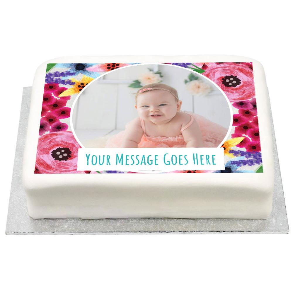 Click to view product details and reviews for Personalised Photo Cake Watercolour Flowers 1st Birthday.