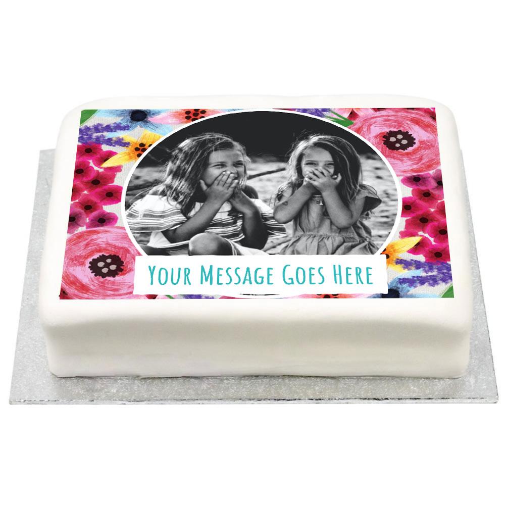 Click to view product details and reviews for Personalised Photo Cake Watercolour Flowers Kids.