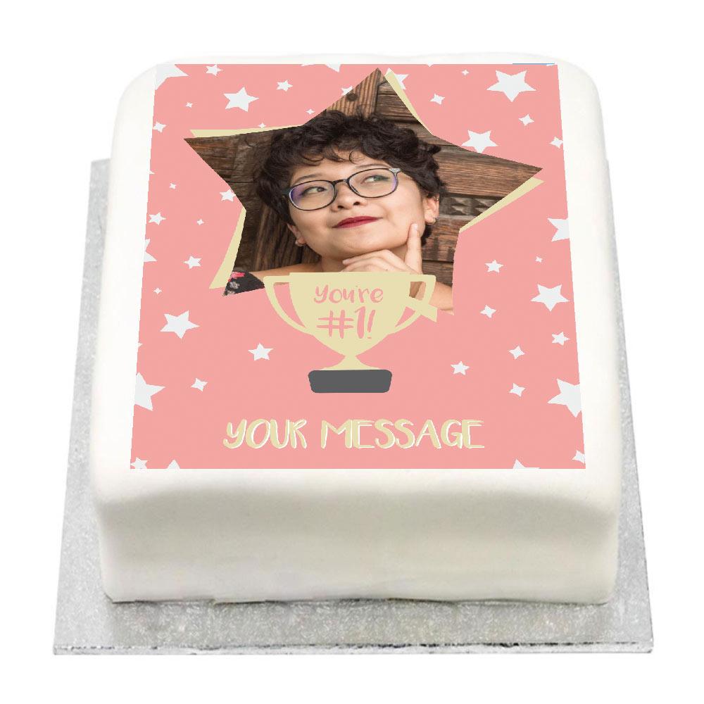 Click to view product details and reviews for Personalised Photo Cake Youre Number 1 Pink.