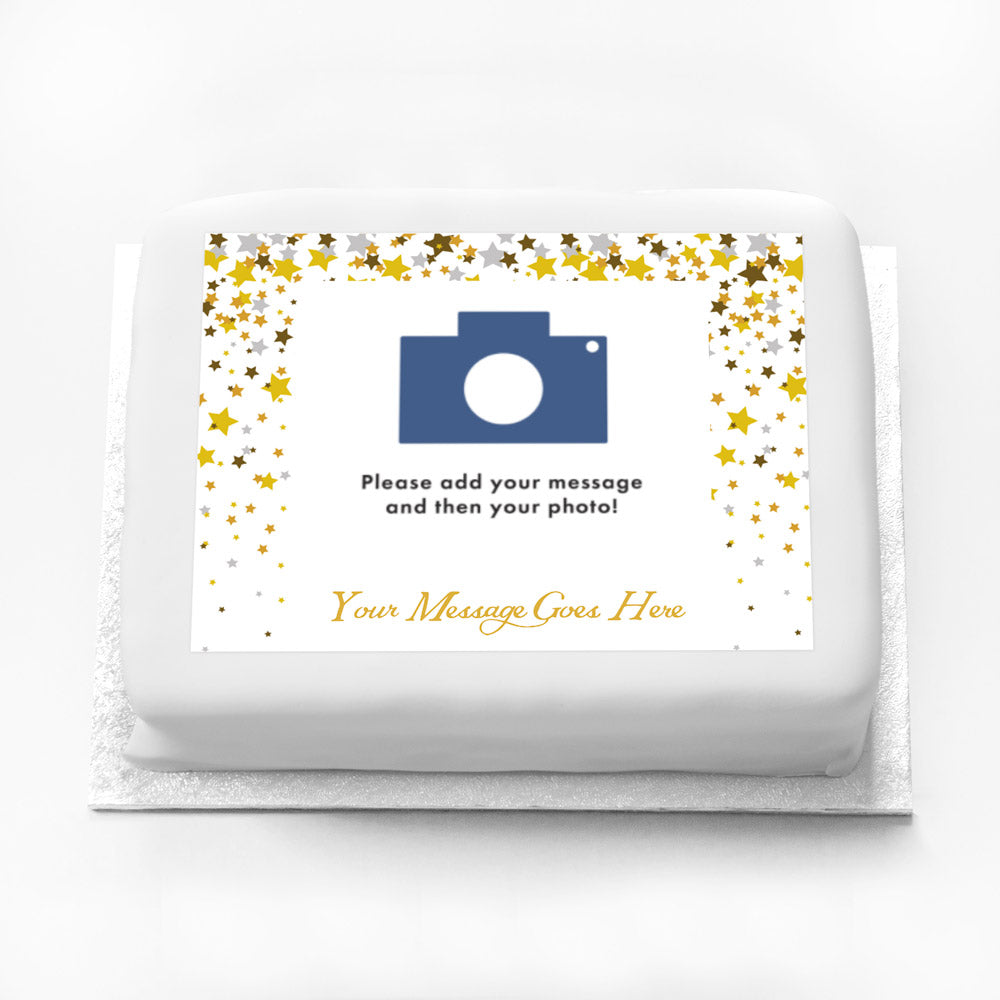 Click to view product details and reviews for Personalised Photo Cake Metallics Confetti.