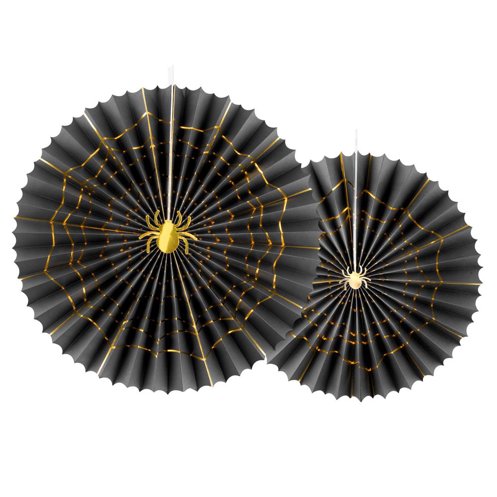 Black Gold Spider Decorative Rosettes X2