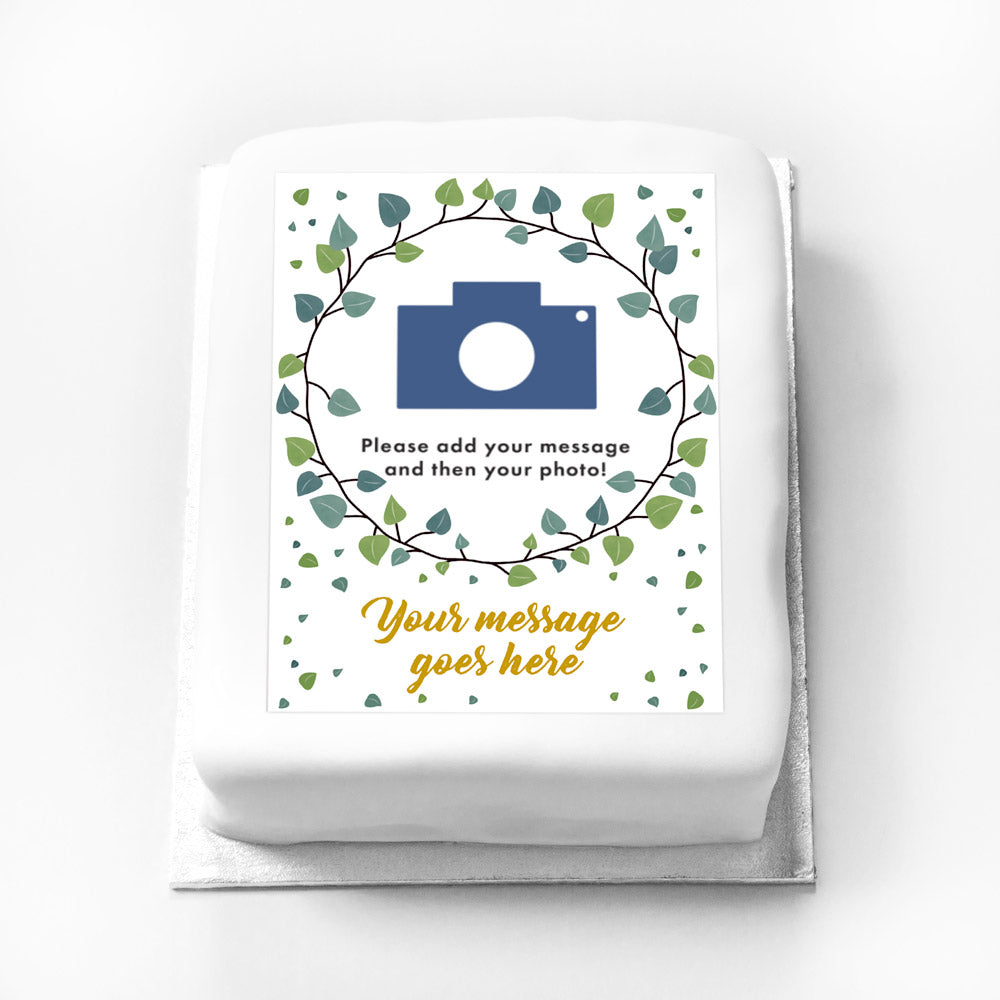 Click to view product details and reviews for Personalised Photo Cake Botanical Leaf.