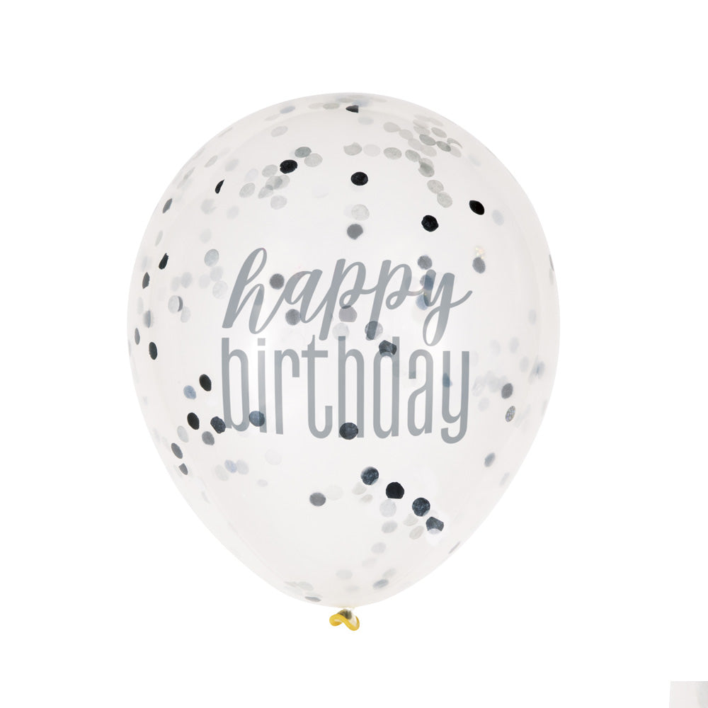 Click to view product details and reviews for Silver Happy Birthday Confetti Balloon X6.