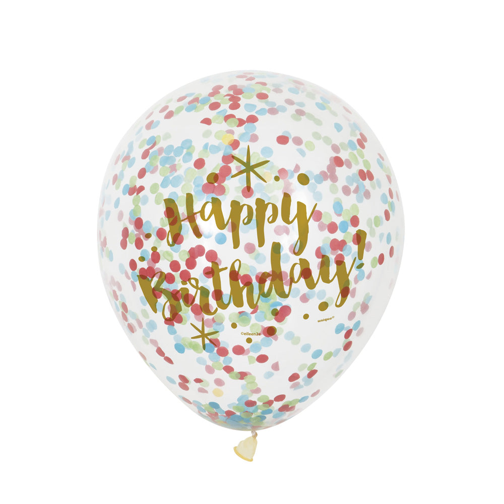 Gold Happy Birthday Confetti Balloon X6