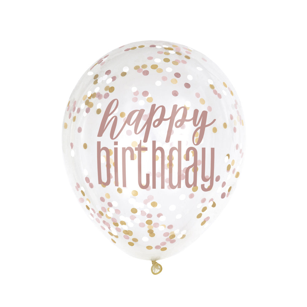 Click to view product details and reviews for Rose Gold Happy Birthday Confetti Balloon X6.