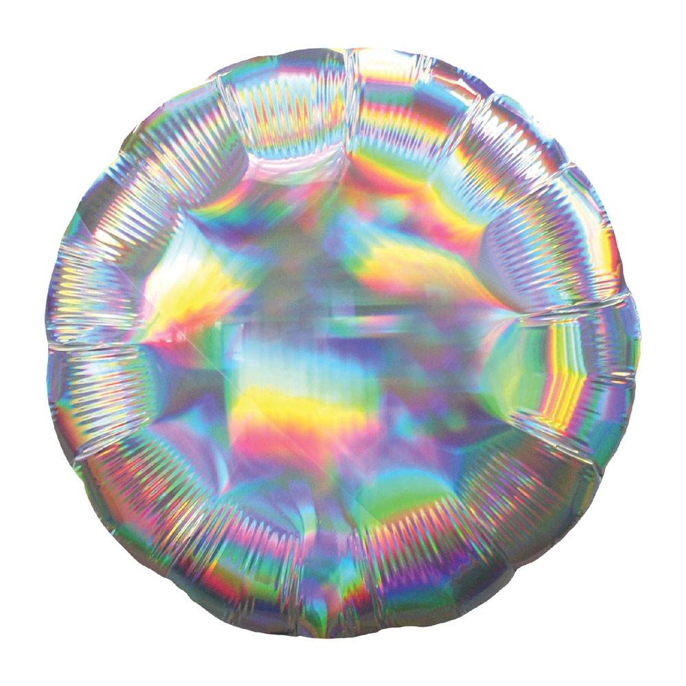 Circle Foil Balloon Iridescent Silver