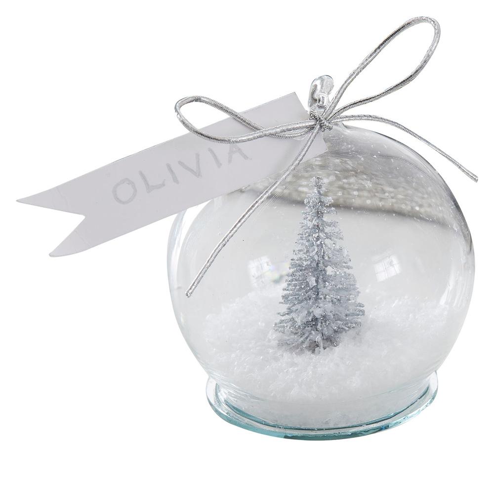 Silver Tree Snow Globe Place Cards X4