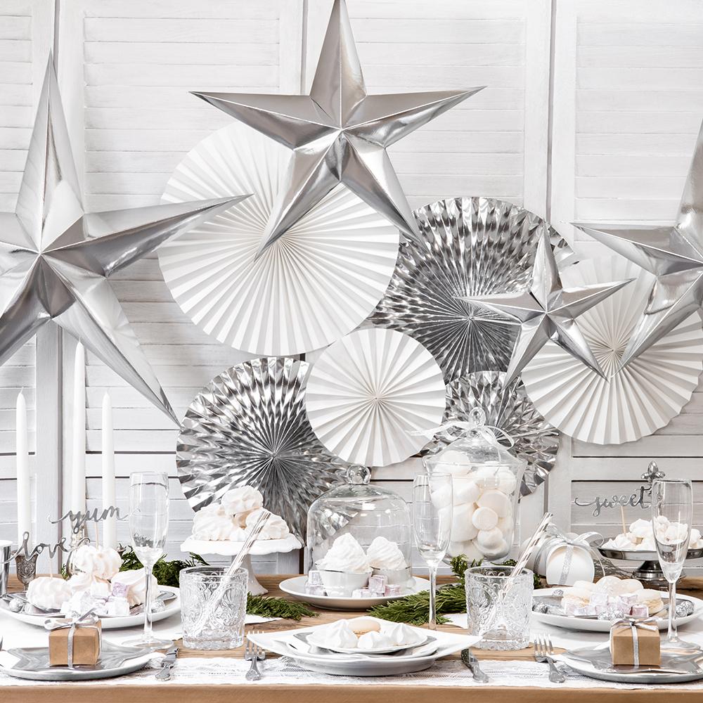 Silver Star Hanging Decoration 30cm