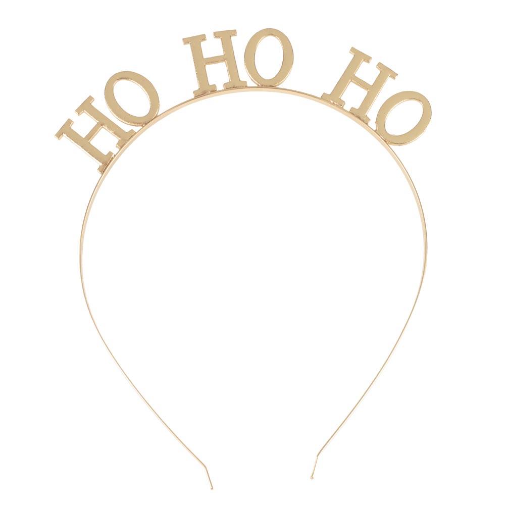 Click to view product details and reviews for Ho Ho Ho Gold Christmas Headband.