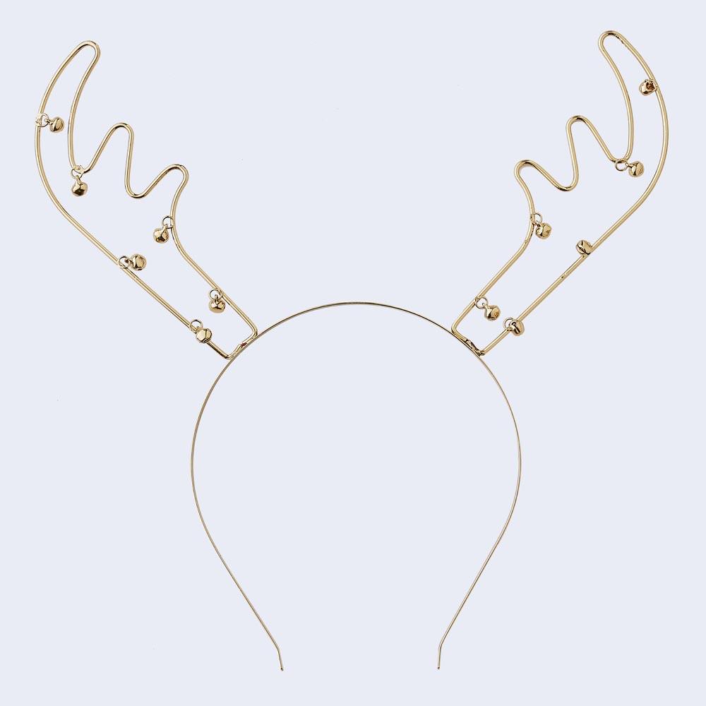 Click to view product details and reviews for Gold Antler Headband With Bells.