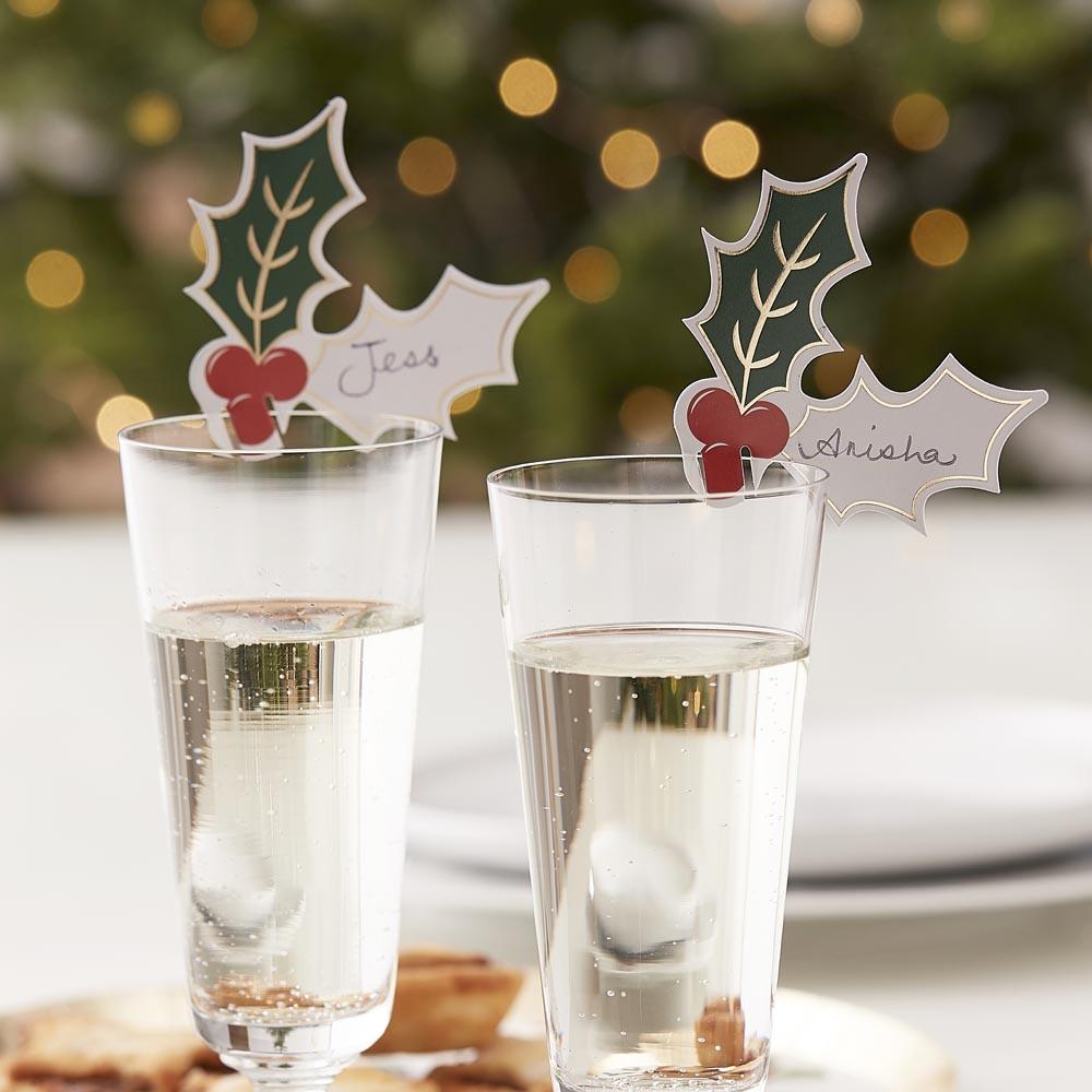 Christmas Party Holly Drinks Markers X12
