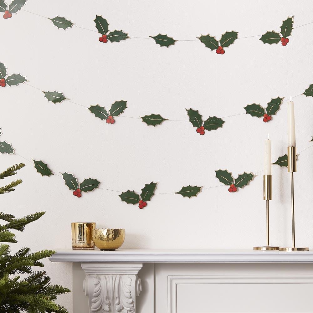 Click to view product details and reviews for Foiled Holly Leaves Garland.