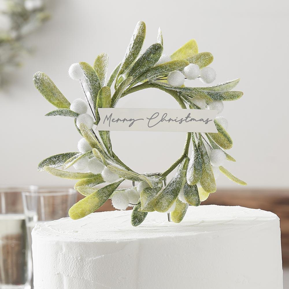 Mistletoe Wooden Cake Topper