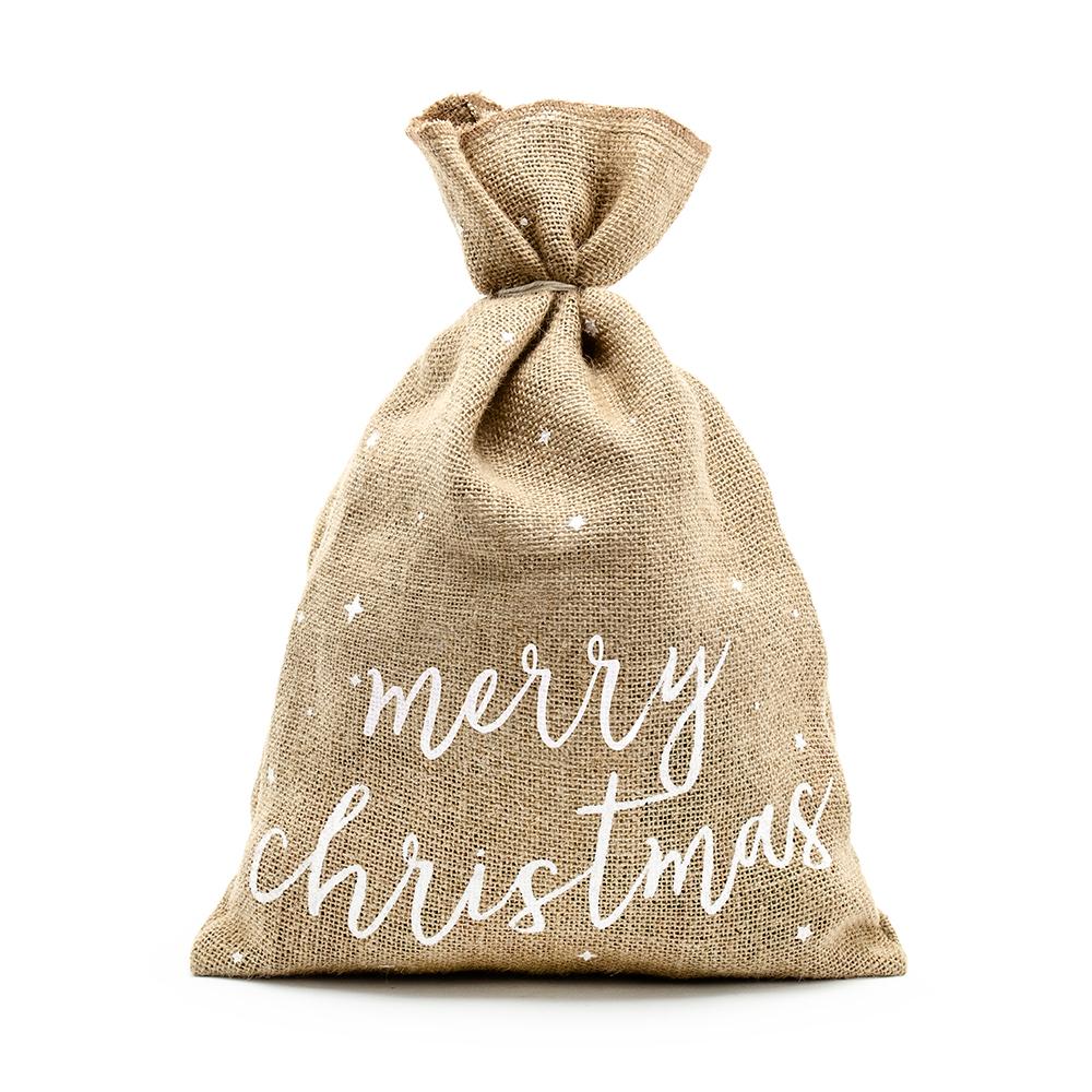 Click to view product details and reviews for Merry Christmas Jute Present Sack.