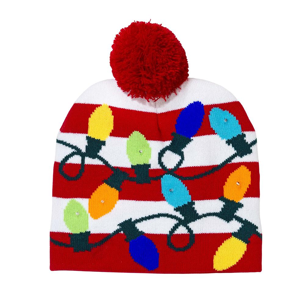 Led Flashing Pom Pom Hat