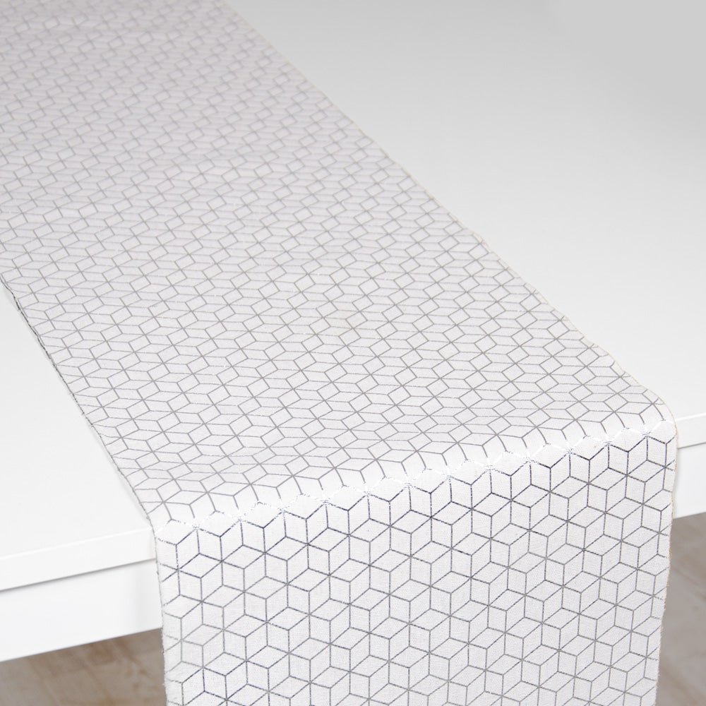 Table Runner Geometric Silver 3m