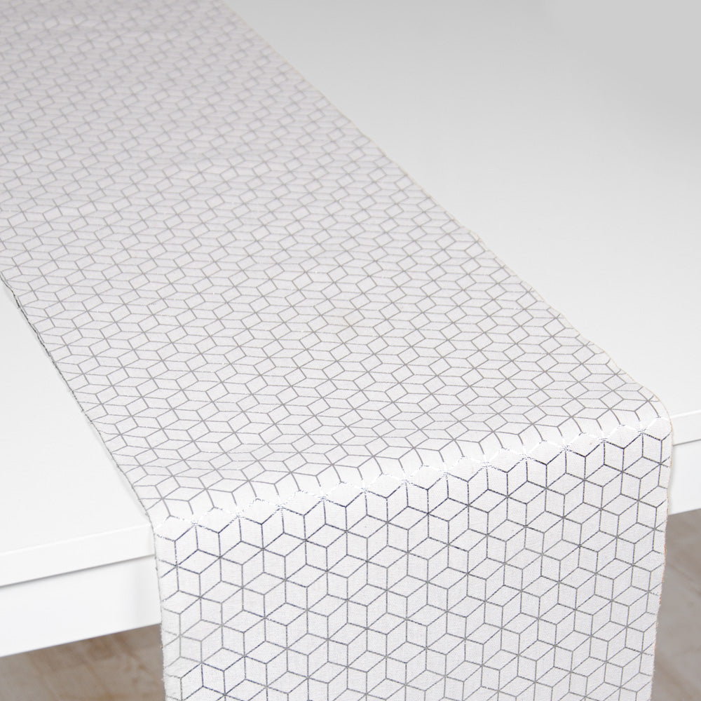 Click to view product details and reviews for Table Runner Geometric Silver 3m.
