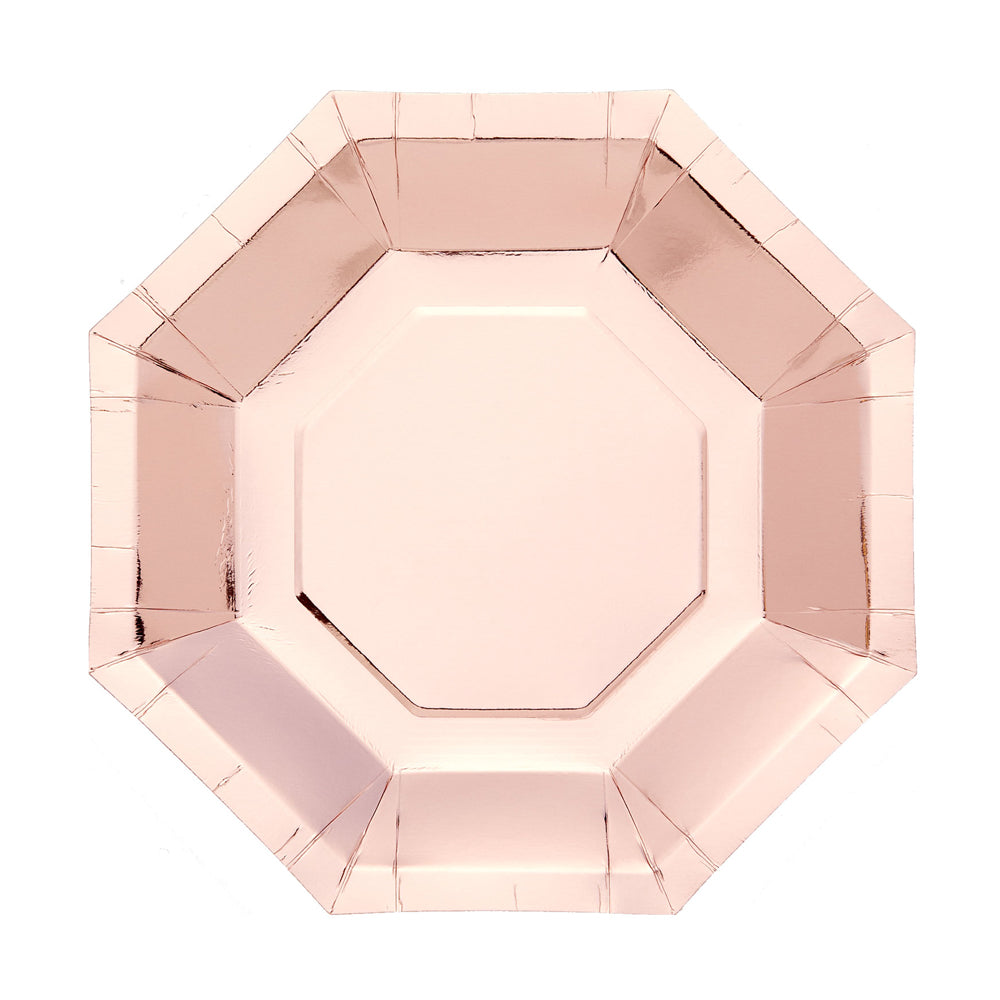 Click to view product details and reviews for Octagon Shaped Paper Party Plate Rose Gold X8.