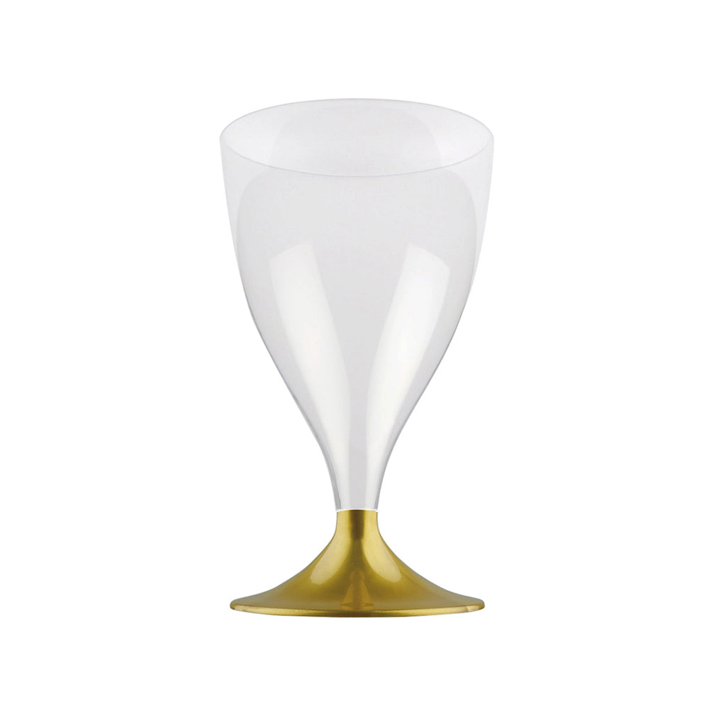 Click to view product details and reviews for Reusable Plastic Wine Glass Gold X10.