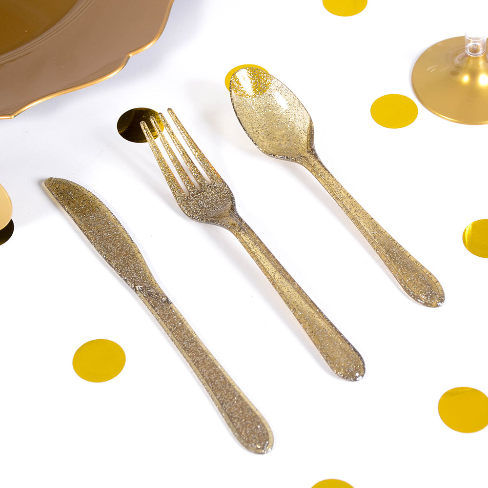 Glitter Party Cutlery Gold X24