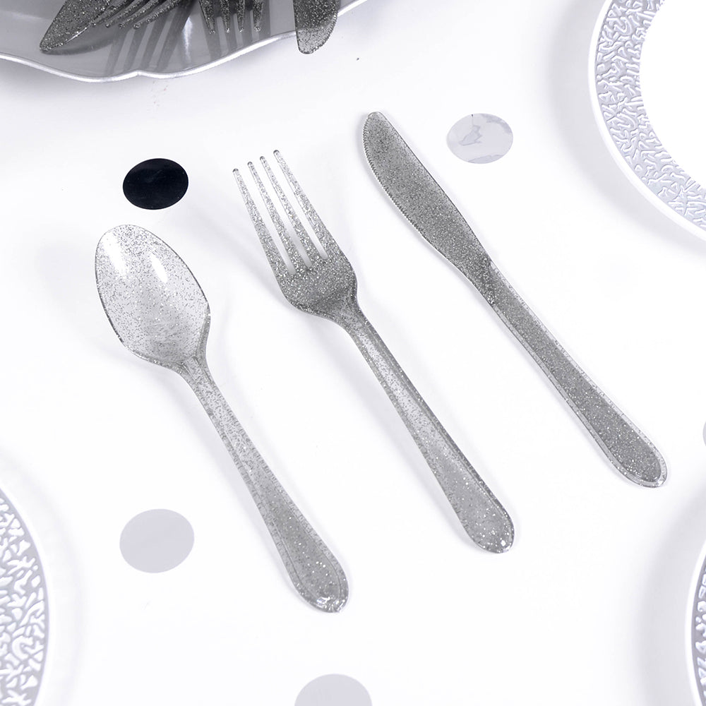 Click to view product details and reviews for Glitter Party Cutlery Silver X24.