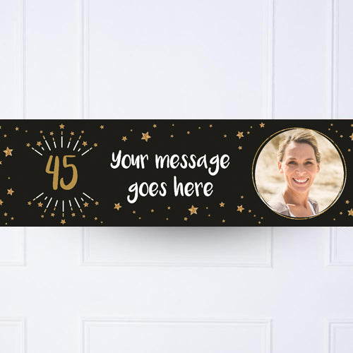 Black Gold Any Age Personalised Party Banner