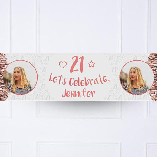 Click to view product details and reviews for Rose Gold Any Age Personalised Party Banner.