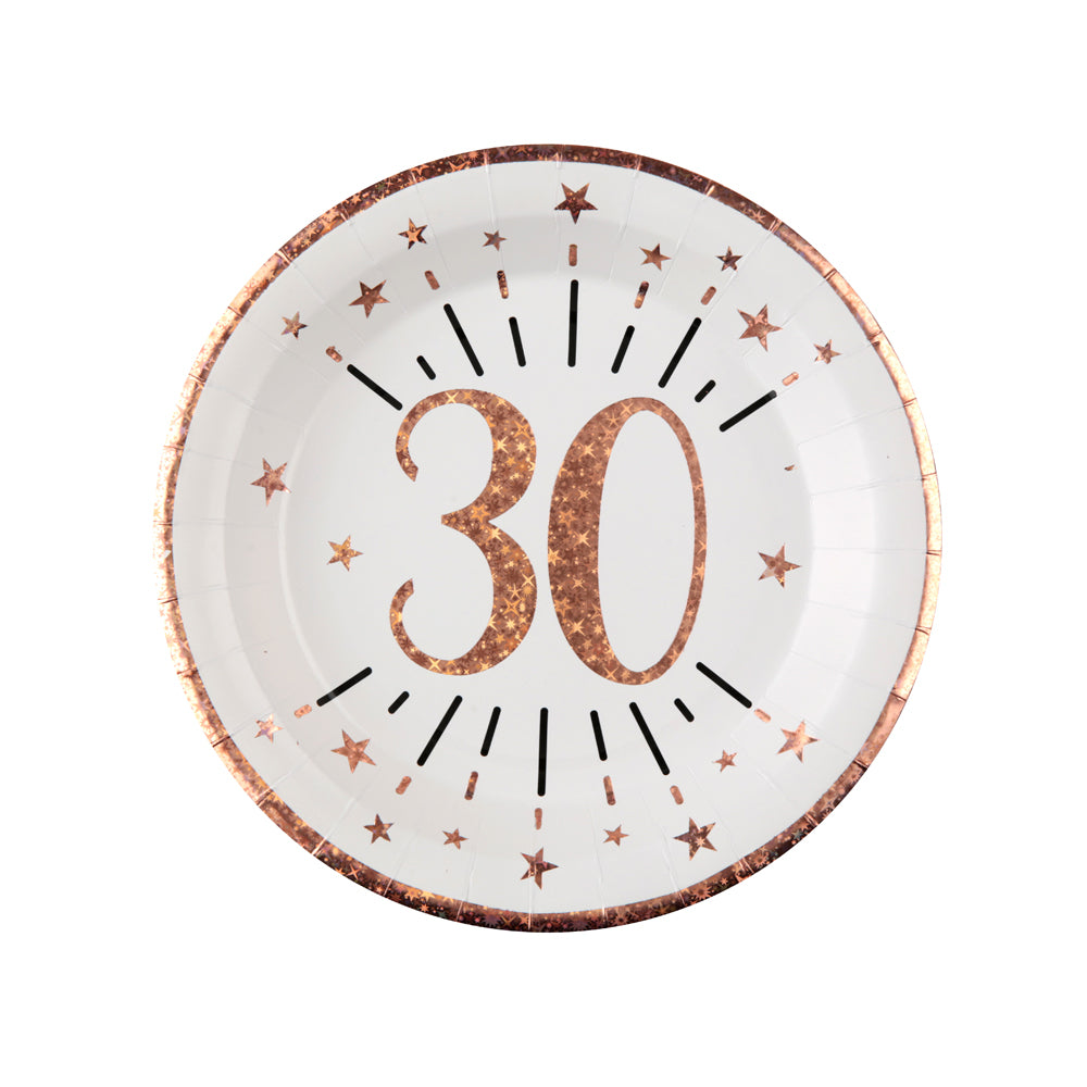 Click to view product details and reviews for 30th Birthday Rose Gold Paper Party Plates X10.