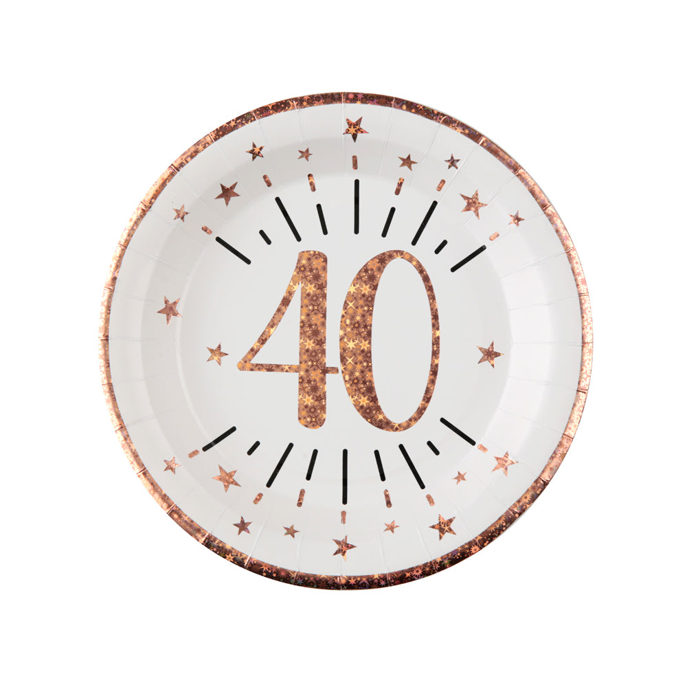 Click to view product details and reviews for 40th Birthday Rose Gold Paper Party Plates X10.