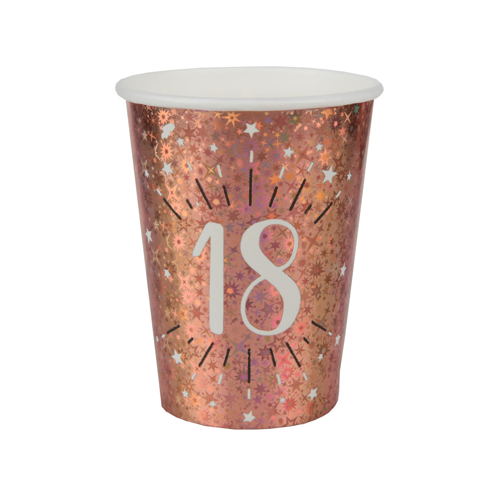 Click to view product details and reviews for 18th Birthday Rose Gold Paper Party Cups X10.