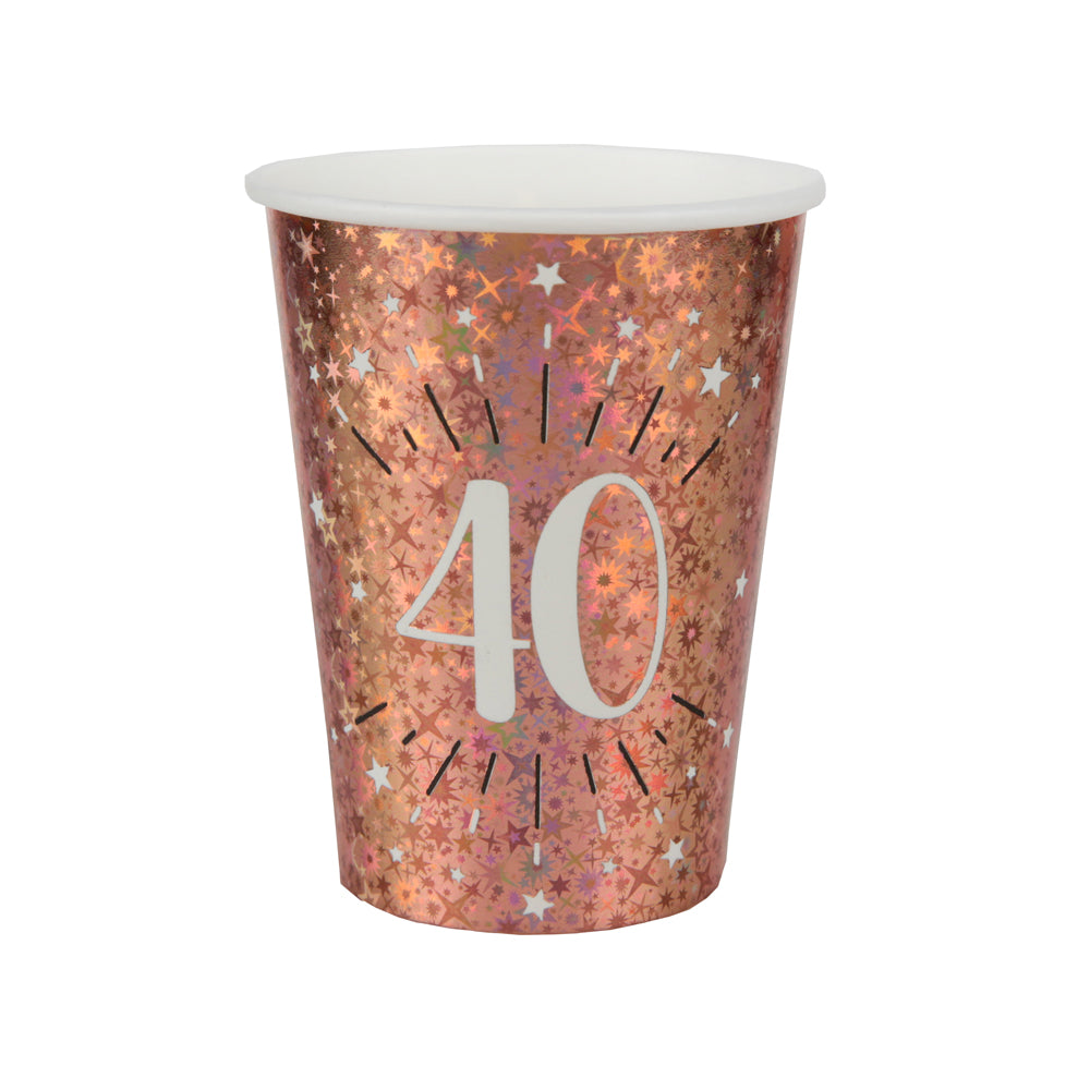 Click to view product details and reviews for 40th Birthday Rose Gold Paper Party Cups X10.