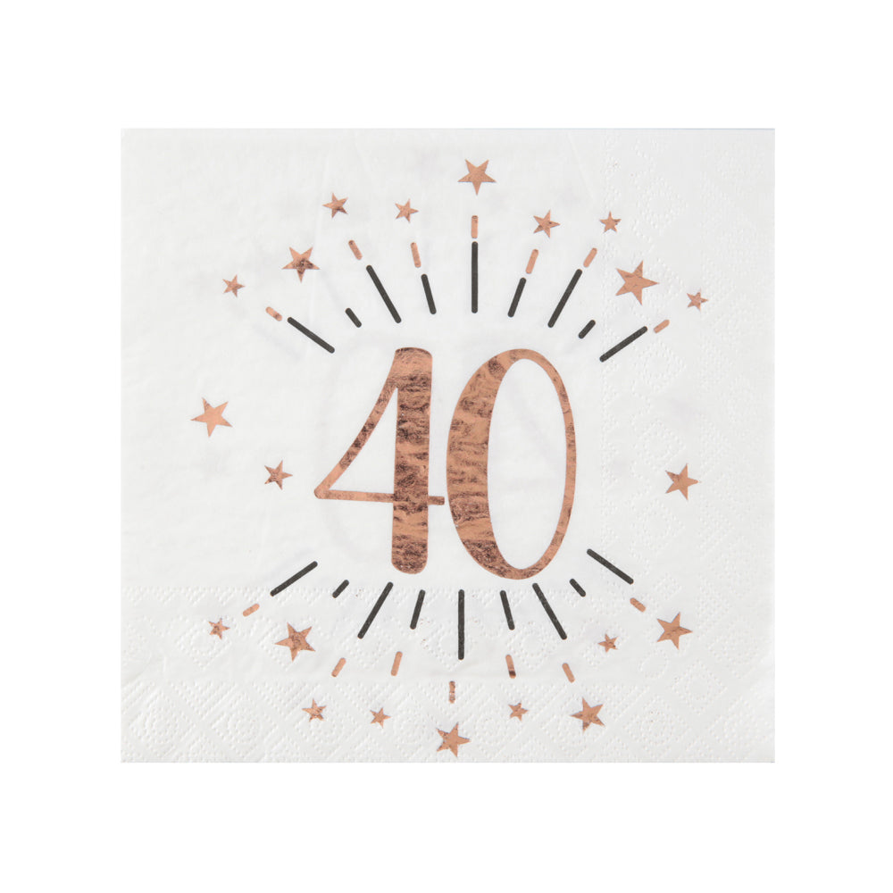Click to view product details and reviews for 40th Birthday Rose Gold Paper Party Napkins X10.