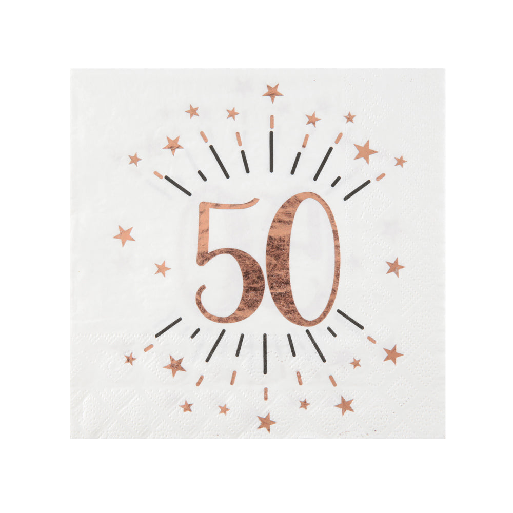 Click to view product details and reviews for 50th Birthday Rose Gold Paper Party Napkins X10.