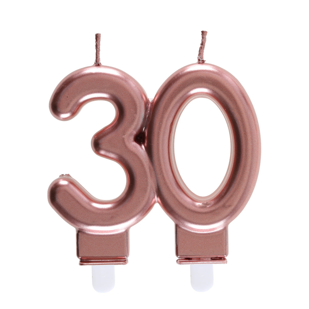 30th Birthday Rose Gold Candles