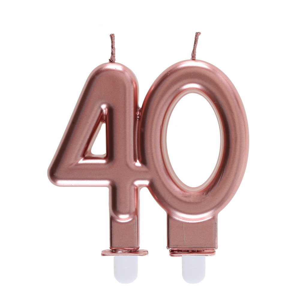 40th Birthday Rose Gold Candles