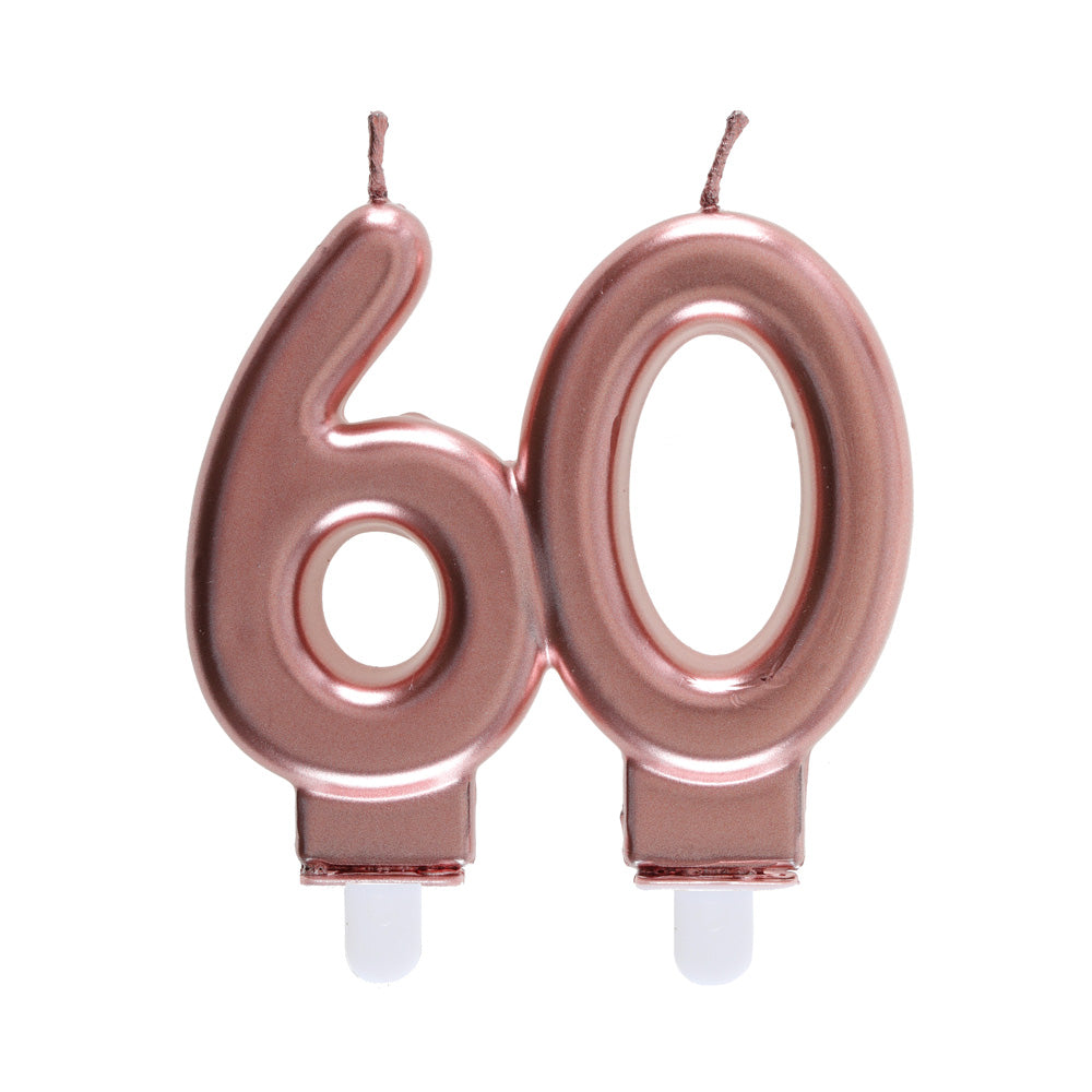 60th Birthday Rose Gold Candles