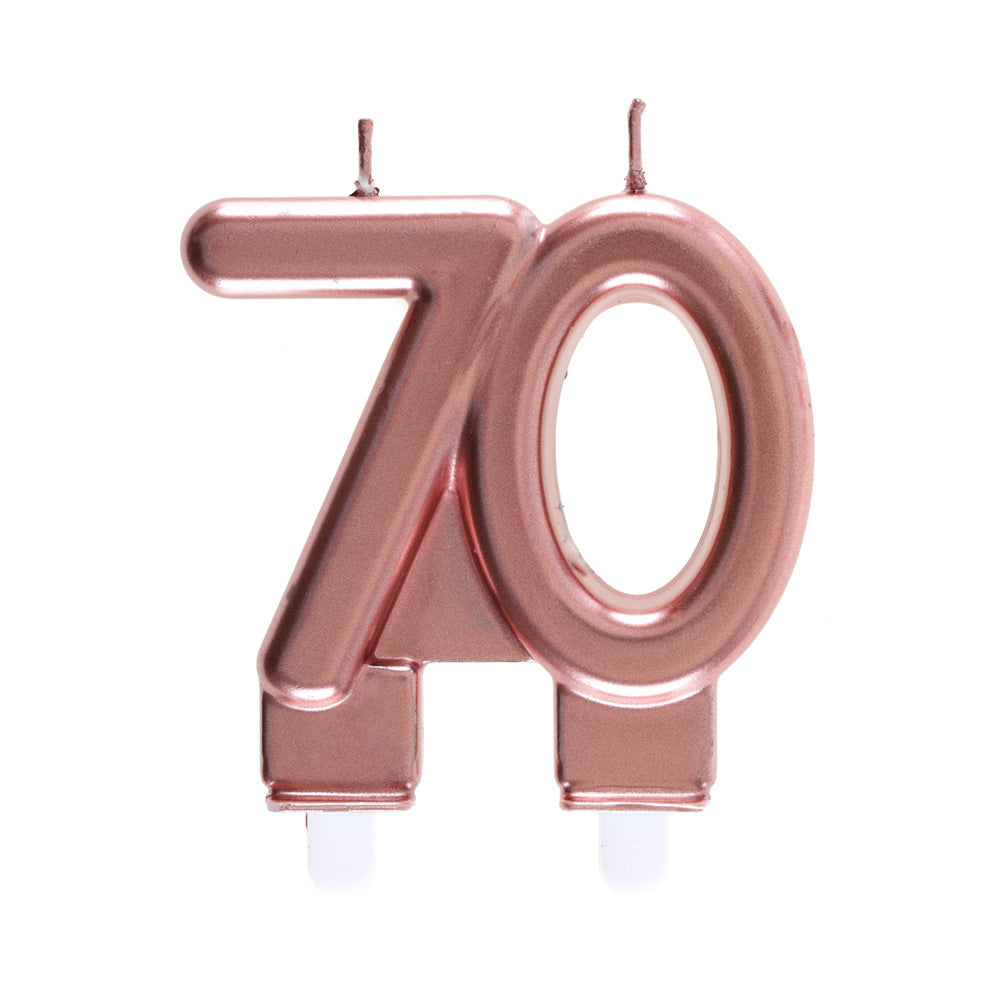 Click to view product details and reviews for 70th Birthday Rose Gold Candles.