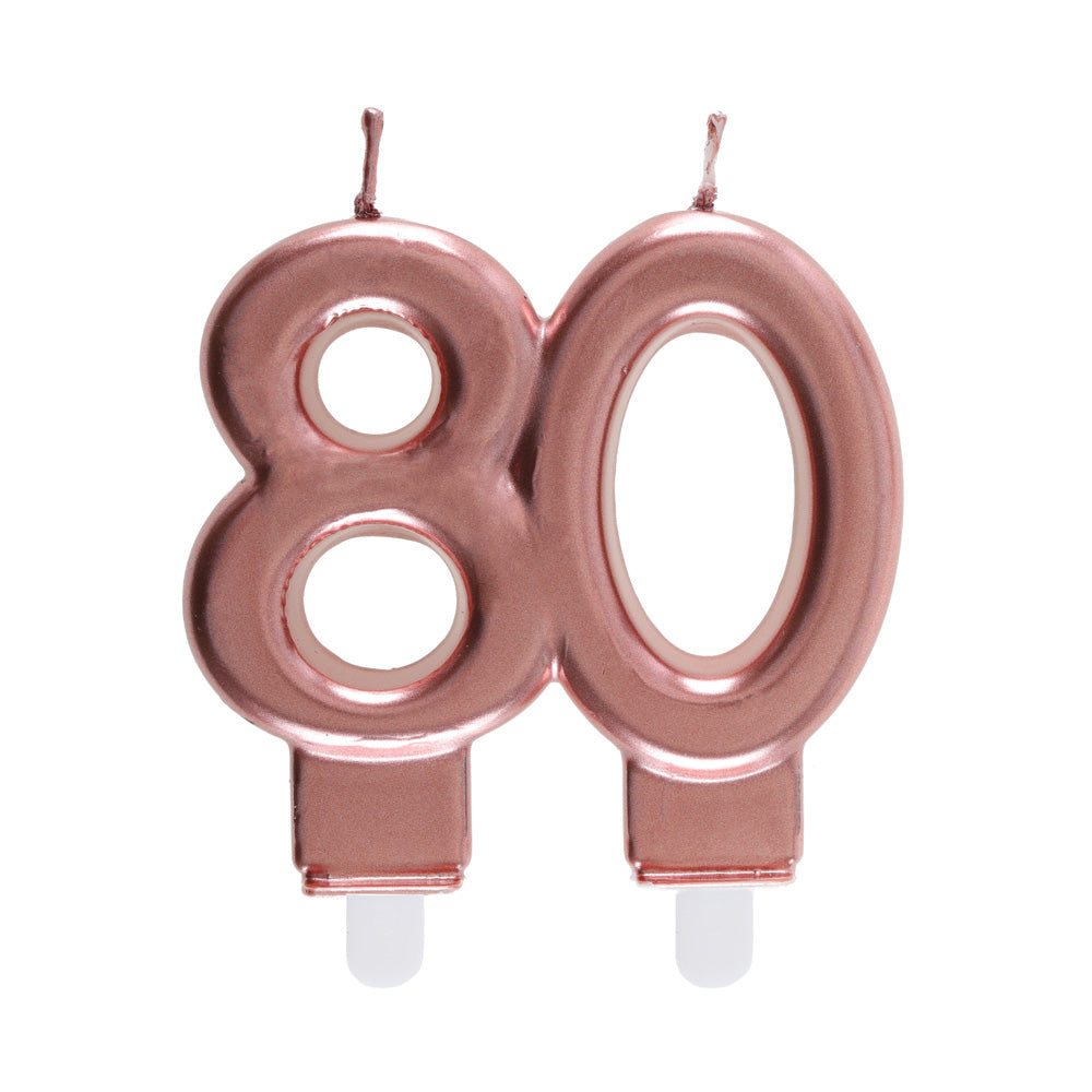 Click to view product details and reviews for 80th Birthday Rose Gold Candles.
