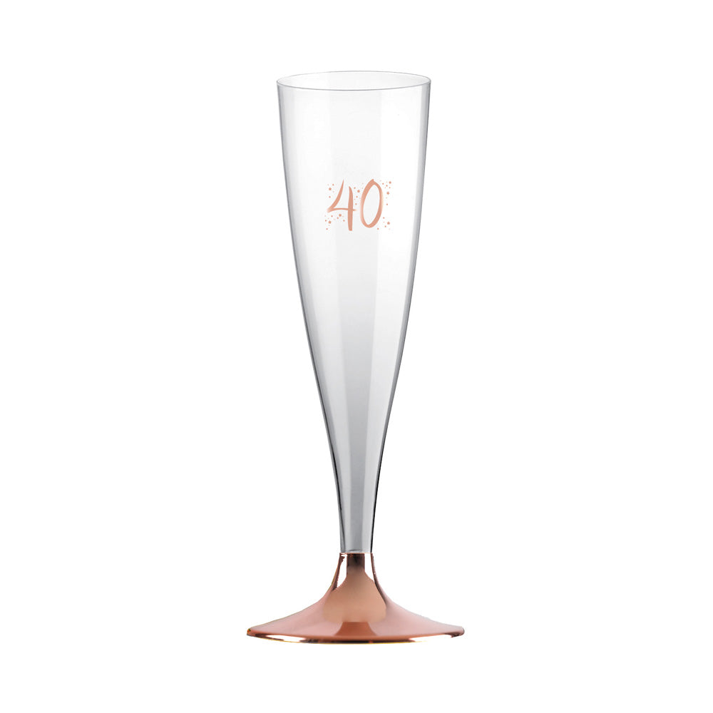 40th Birthday Rose Gold Flutes X6