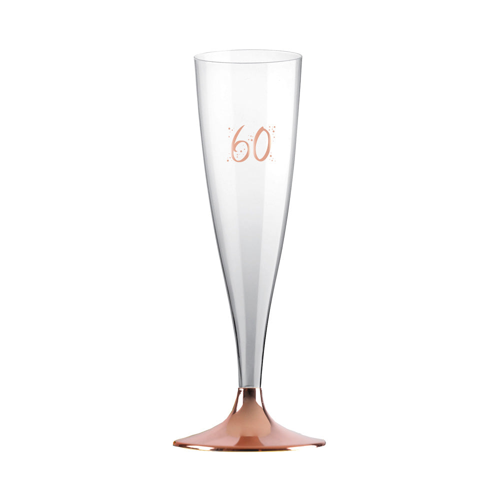 60th Birthday Rose Gold Flutes X6