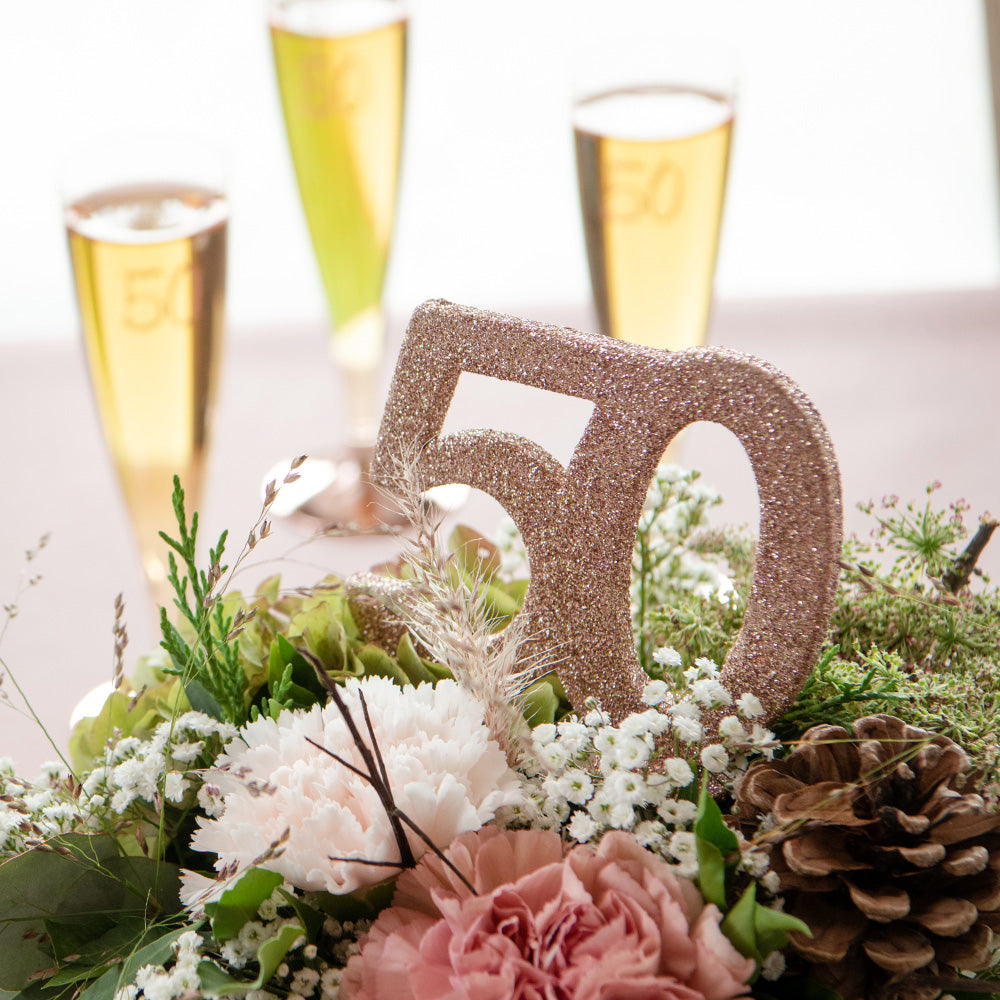 50th Birthday Rose Gold Table Decoration