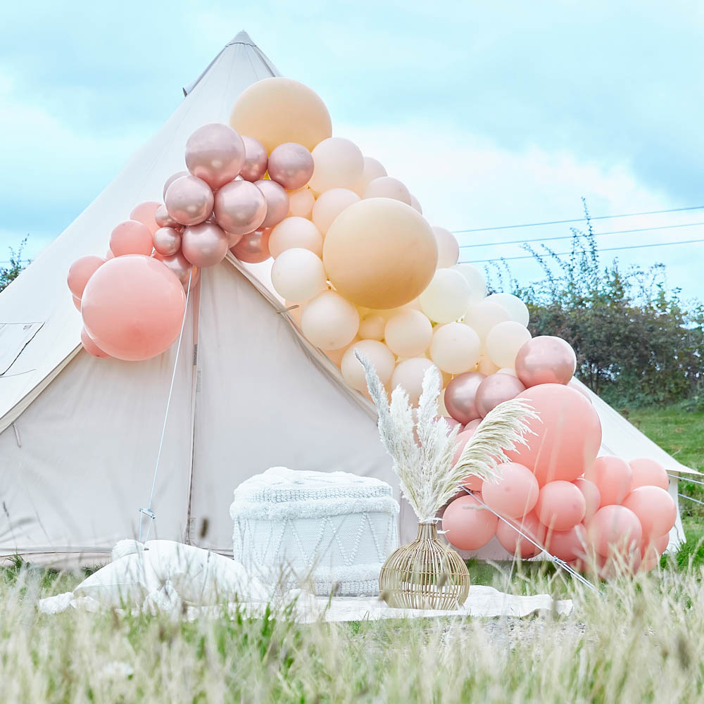 Balloon Arch Large Rose Gold Chrome Nude