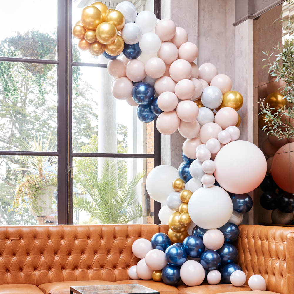 Click to view product details and reviews for Balloon Arch Large Marble Grey Gold Chrome.