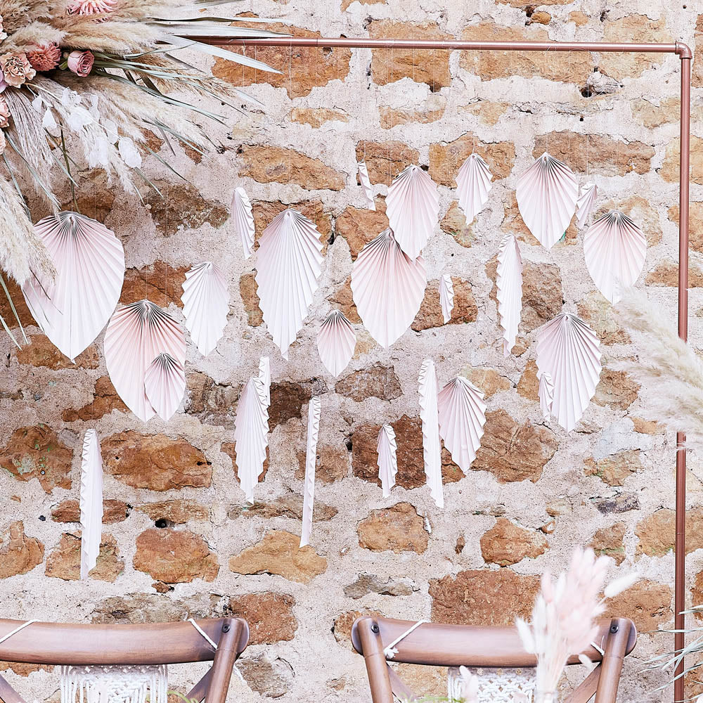 Palm Leaf Fans Backdrop Blush