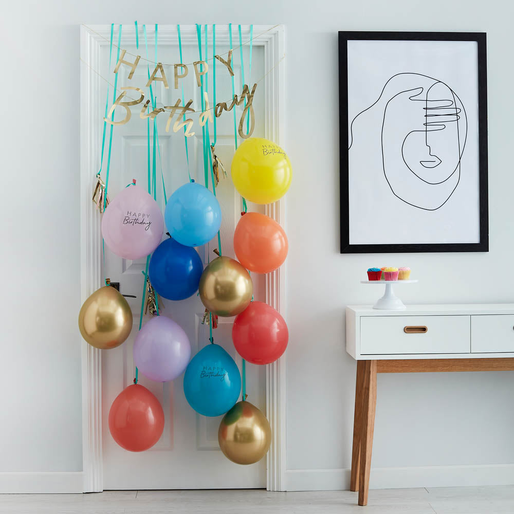Happy Birthday Foiled Balloon Door Kit Brights