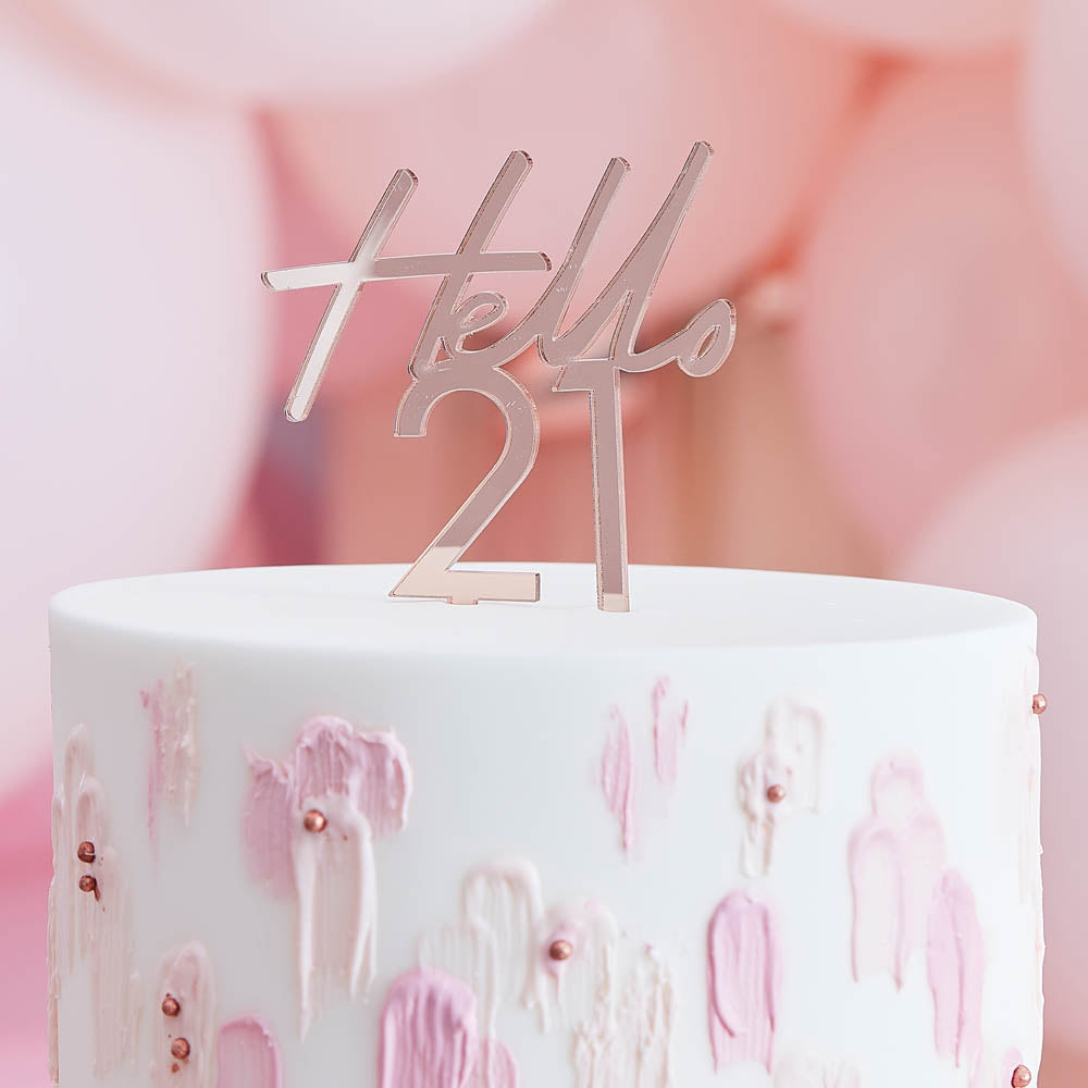 Click to view product details and reviews for Rose Gold Acrylic Cake Topper 21.