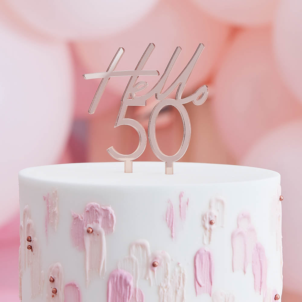 Click to view product details and reviews for Rose Gold Acrylic Cake Topper 50.