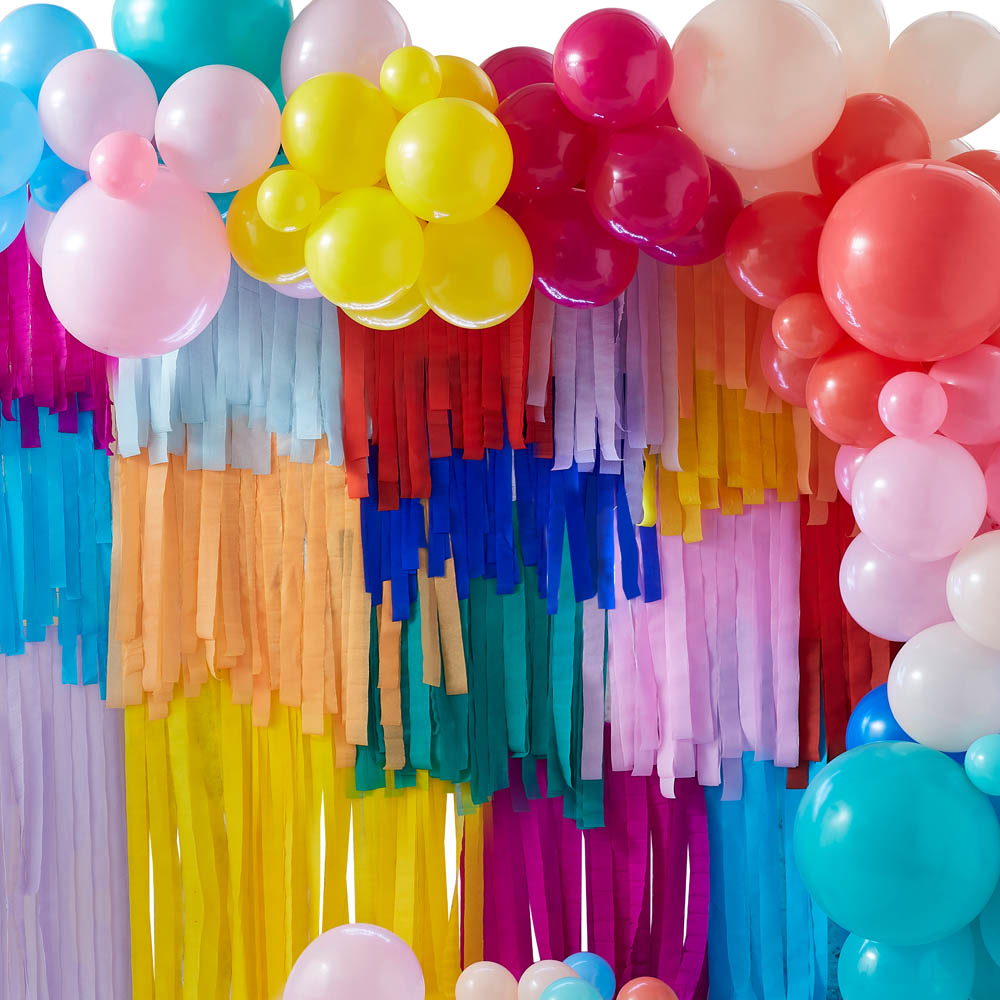 Streamers Balloon Arch Backdrop Kit Brights