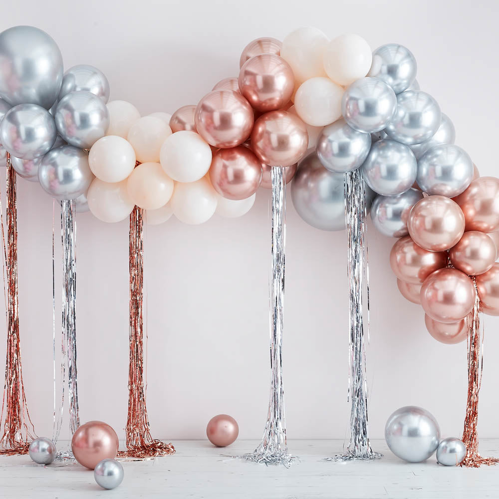 Click to view product details and reviews for Balloon Arch Mixed Metallics Balloons Fringe Curtain.